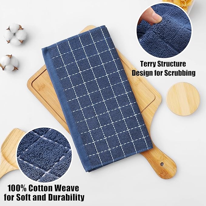 Homaxy 100% Cotton Terry Kitchen Dish Cloths, Ultra Soft and Absorbent Dish