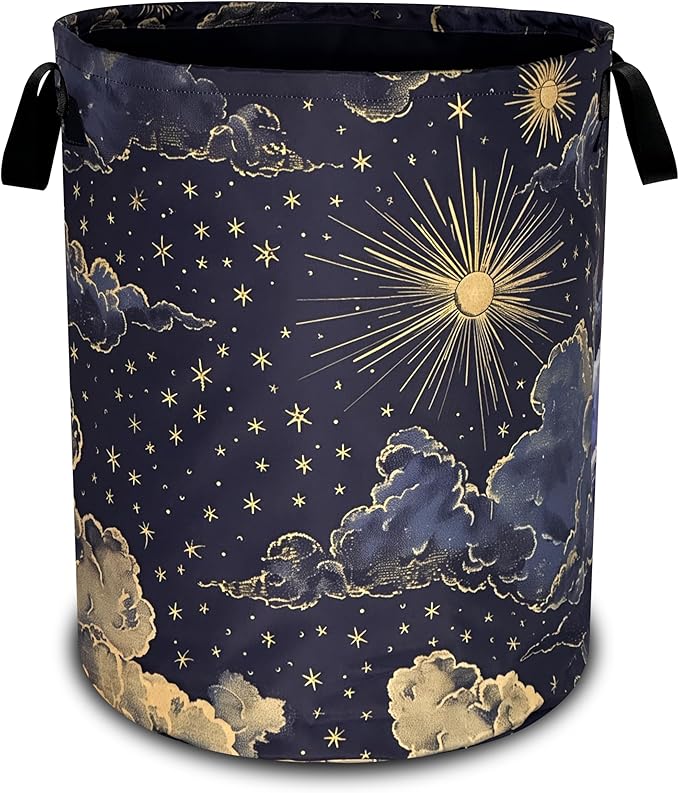 Beautiful Sun Stars Moon Laundry Basket Oxford Cloth Clouds Laundry Hamper