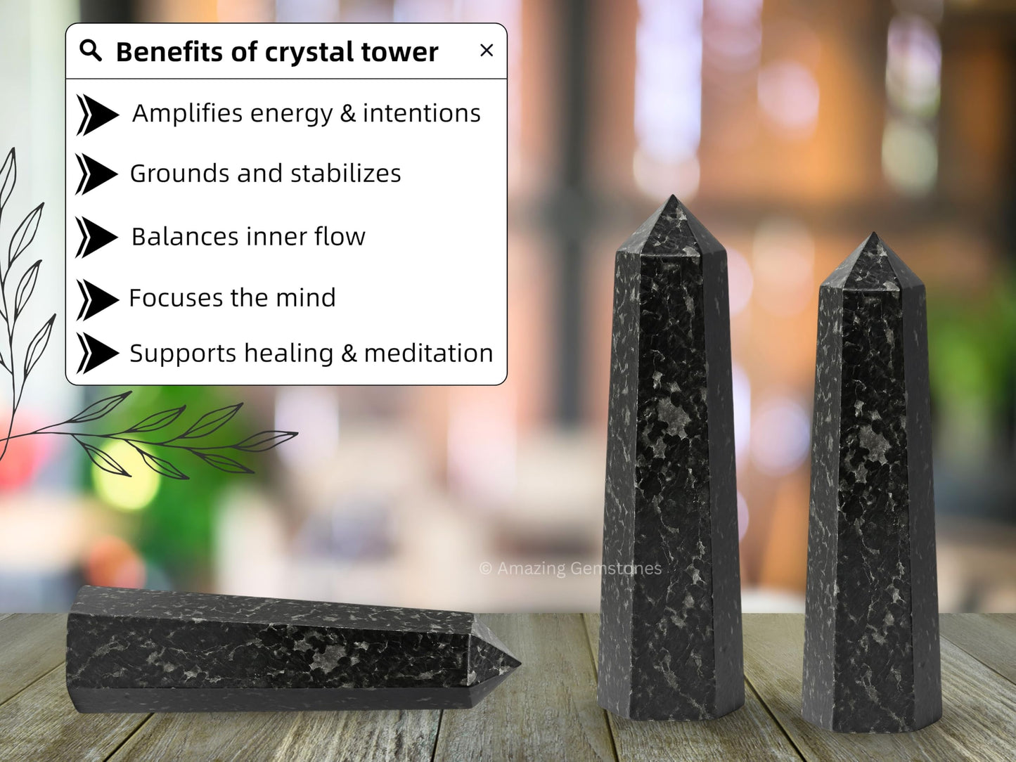 Amazing Gemstone Nuummite Crystal Towers ~ Natural Healing Crystal Point Obelisk for Reiki Healing and Crystal Grid (2" to 3" INCH)