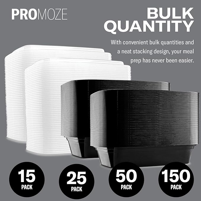 50-Pack Reusable Meal Prep Containers Microwave Safe Food Storage Containers