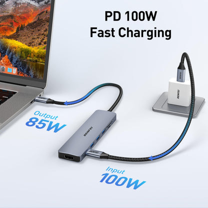 BENFEI USB C Hub 7 in 1, with HDMI 4K,2 USB Ports,SD/TF Card Reader Compatible with MacBook Pro 2019/2018/2017, Samsung Galaxy S9/S8[Aluminium Shell&Nylon Cable