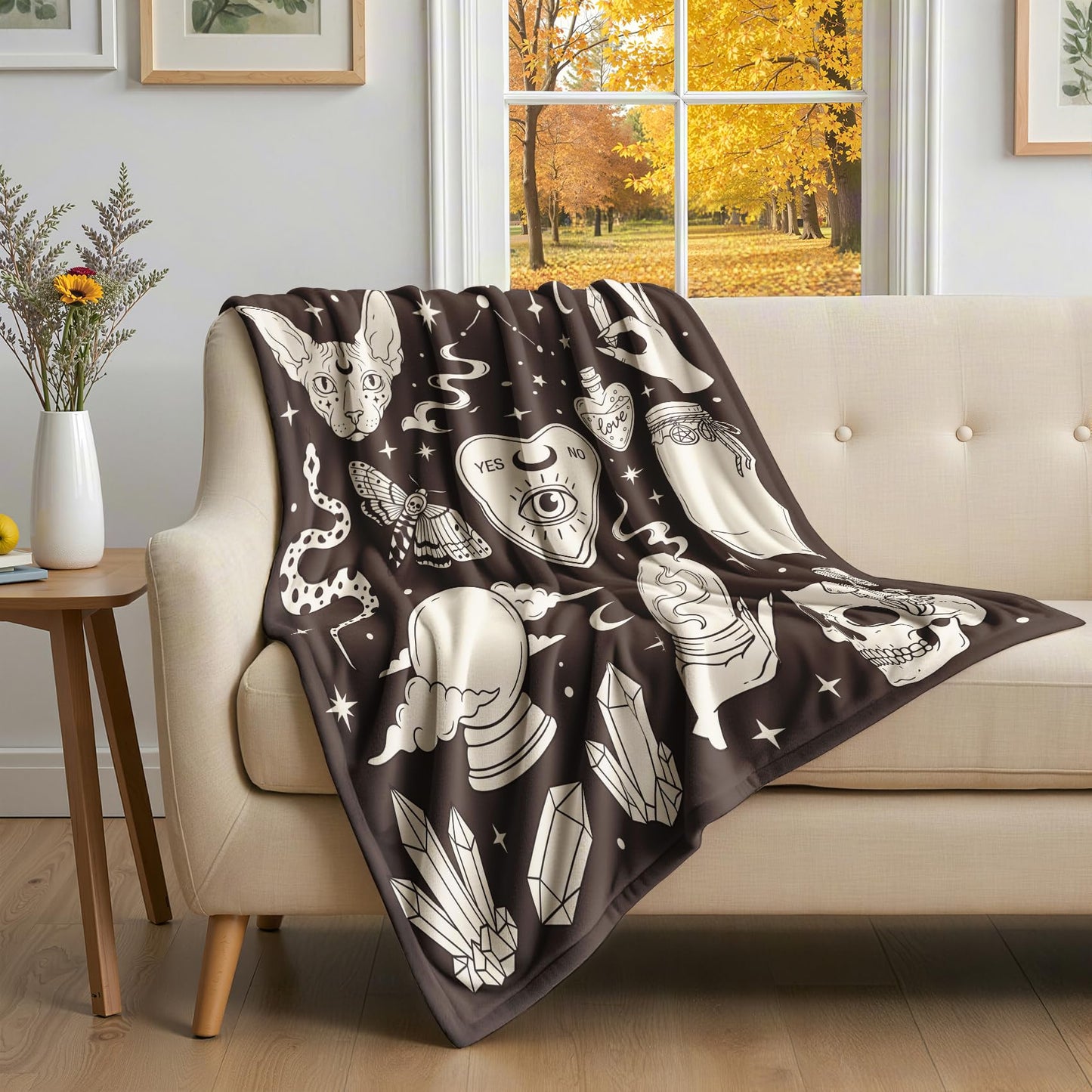 GEDAEUBA Halloween Witch Blanket - Witchcraft Witchy Fleece Blanket Throw, Soft Cozy Blankets & Throws for Couch, Bed, and Sofa, 50x70 inches