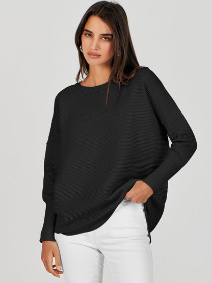 ANRABESS Womens Oversized Batwing Long Sleeve Ribbed Knit Sweaters 2025 Fall Outfits