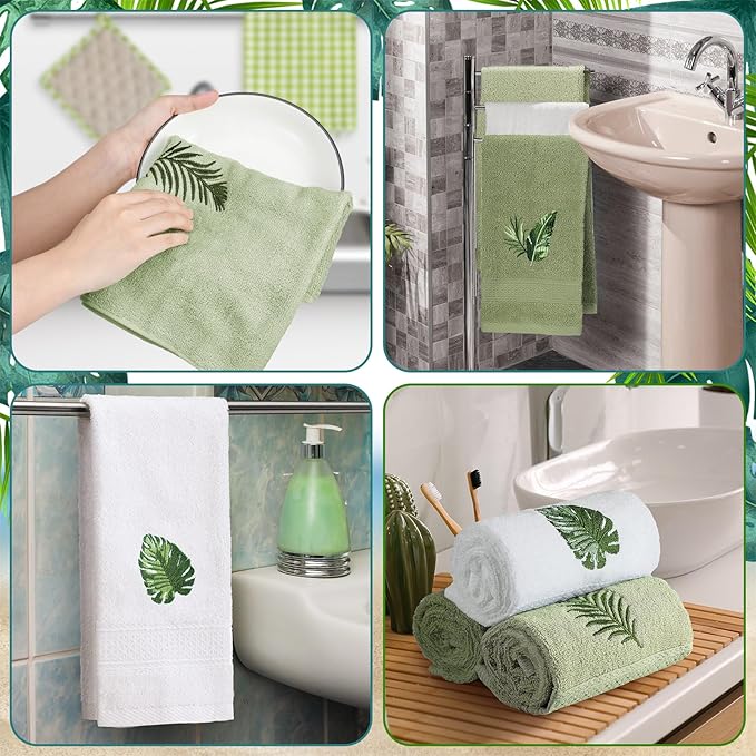 3 Pcs Tropical Palm Leaves Hand Towels
