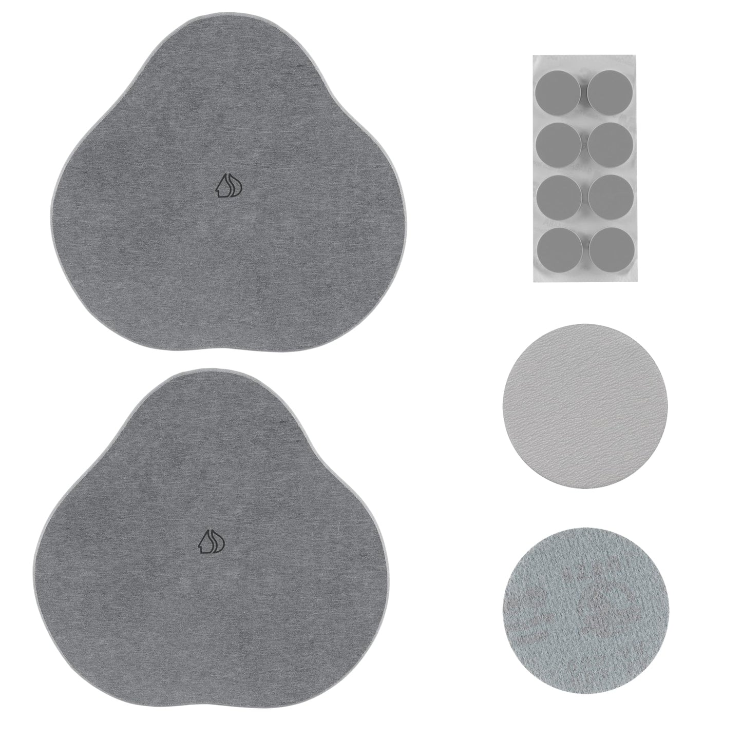 Navaris Diatomaceous Earth Tray Small Set - Trays for Kitchen Soap Bathroom Sink - Water Absorbent Diatomite Pads - Stone Coaster Quick Dry - Gray