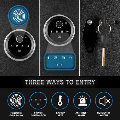 Security Biometric Fingerprint Safe, Steel Lock Box Safe for Home/Office/Hotel, Secure Handgun, Documents, Jewelry, Valuables - 1.8 Cubic Feet Metal Black-13x13.75x19.8inches