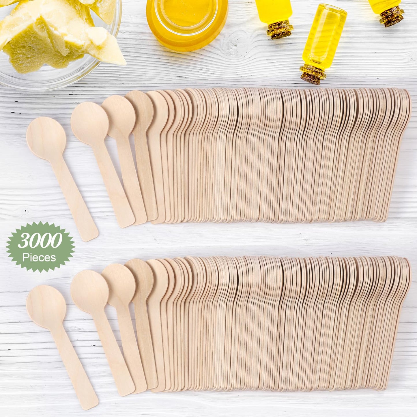Teenyyou 3000 Pcs Mini Wooden Spoons 3.94 Inch Disposable Small Wooden Ice Cream Spoon Tiny Sampling Spoons Bulk Natural Birchwood Tasting Cutlery Scoop for Parties, Weddings, Camping