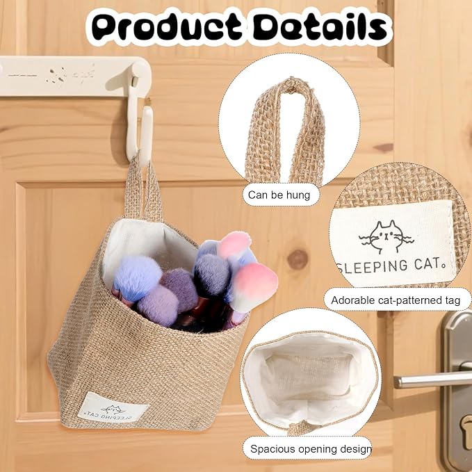 Small Cotton and Linen Hanging Storage Basket