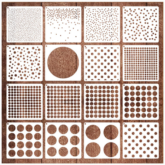 16 Pieces Circle Stencil Bubble Geometric Craft Stencil Polka Dot Stencils Mixed Media Circle Stencils for Painting on DIY Card Making Scrapbook Paper Fabric Pillows (16 Dot)