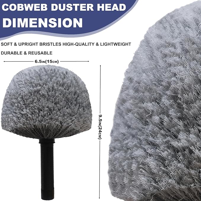 2 Pack Grey Twist-On Cobweb Duster Head Brush