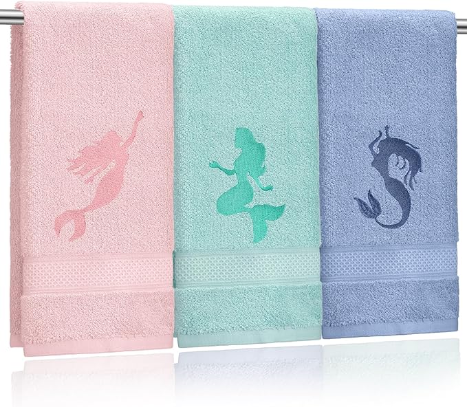 3 Pack Coastal Mermaid Hand Towels