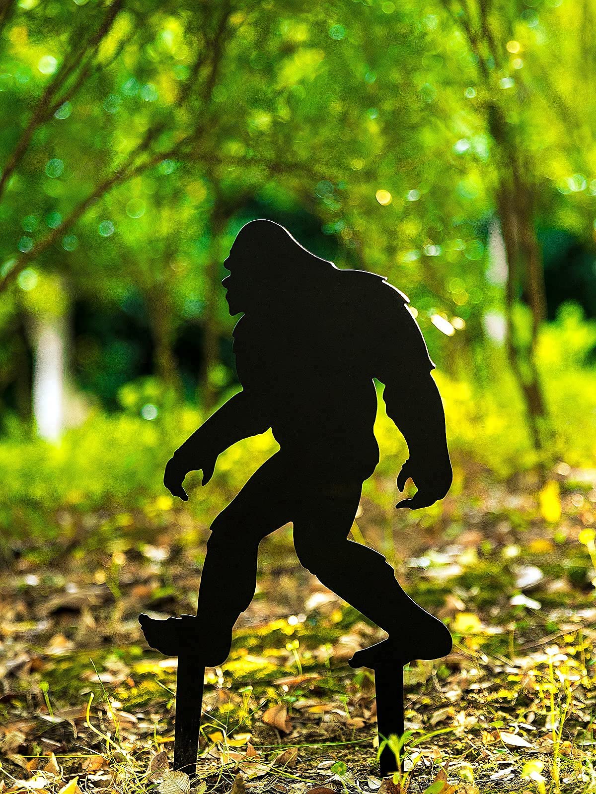 CINPIUK Bigfoot Garden Stake, Metal Sasquatch Yard Sign Christmas Outdoor Decoration Black Bigfoot Sculpture for Lawn Patio Decor