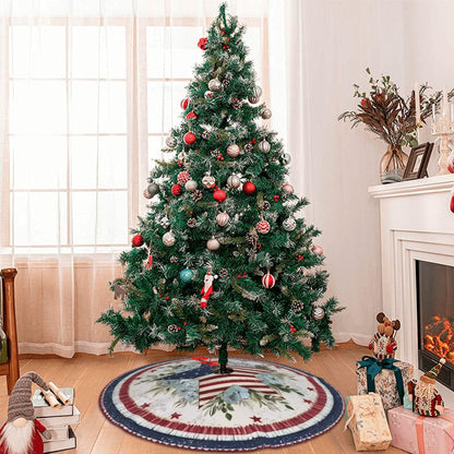 American Flag Stars Christmas Tree Skirt 36 Inch Xmas Tree Mat Party Decor Supplies for Holiday Home Decorations