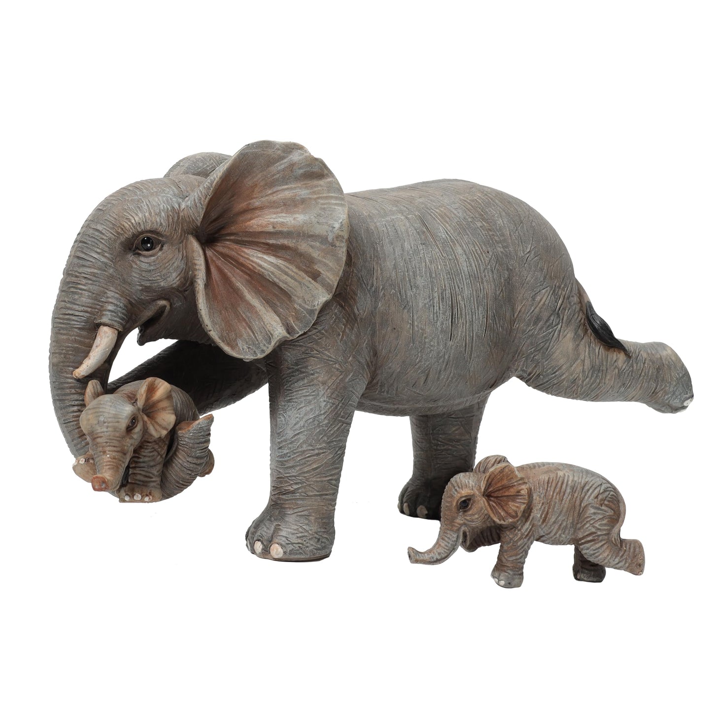 ARTCOS Yoga Elephant Family Statue, 3-Piece Mother & Babies Figurine Set, Good Luck Home & Office Decor, Housewarming Gifts for Women