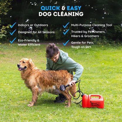 8 Litre Mud Daddy Portable Pet Washing Device | Muddy Walks | Pet Cleaning | Grooming | Red