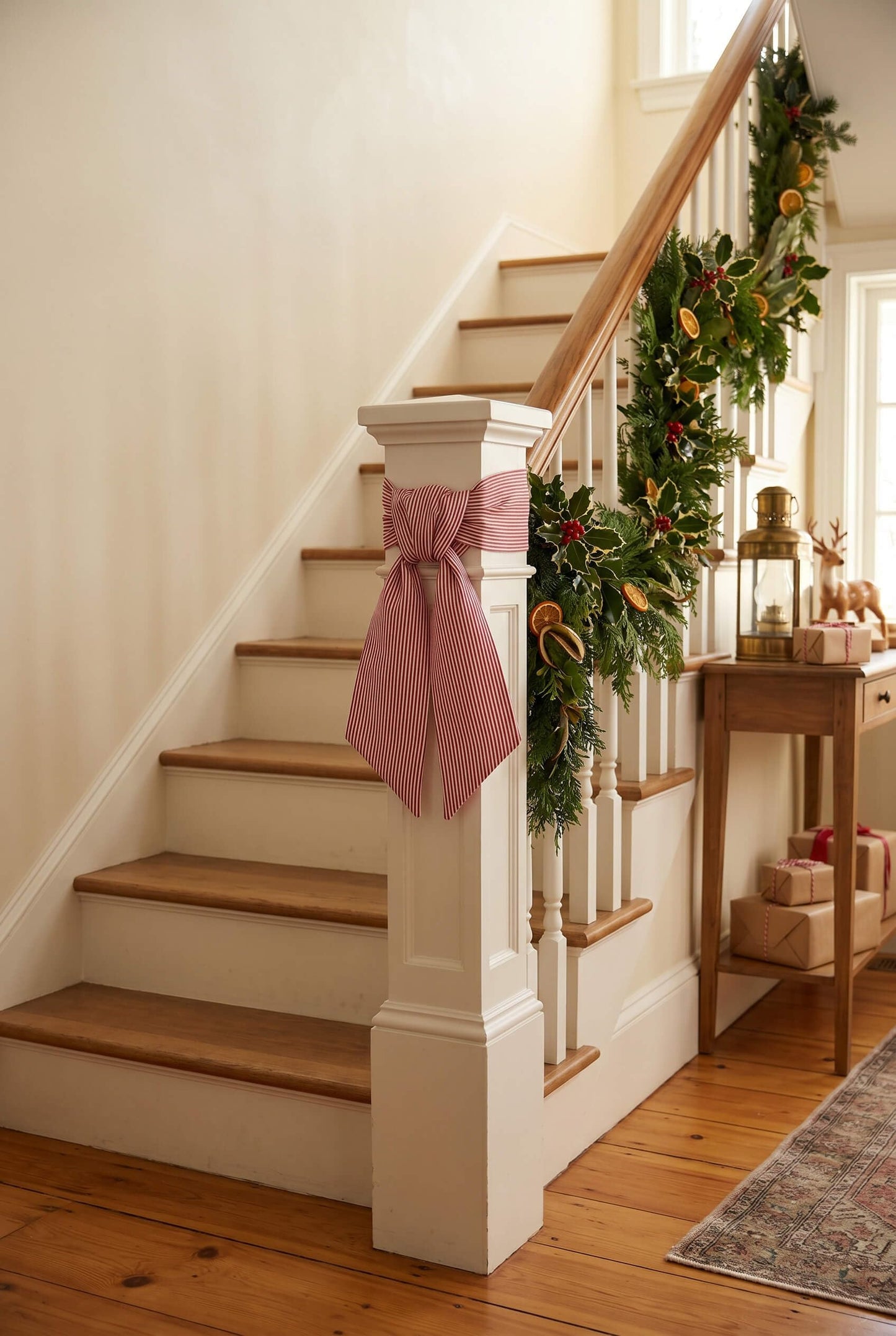Kutyndrix Red and White Striped Wreath Sash 2 Pack for Front Door, 5.12" x 54.33" Each Holiday Christmas Door Ribbon Decorations Set