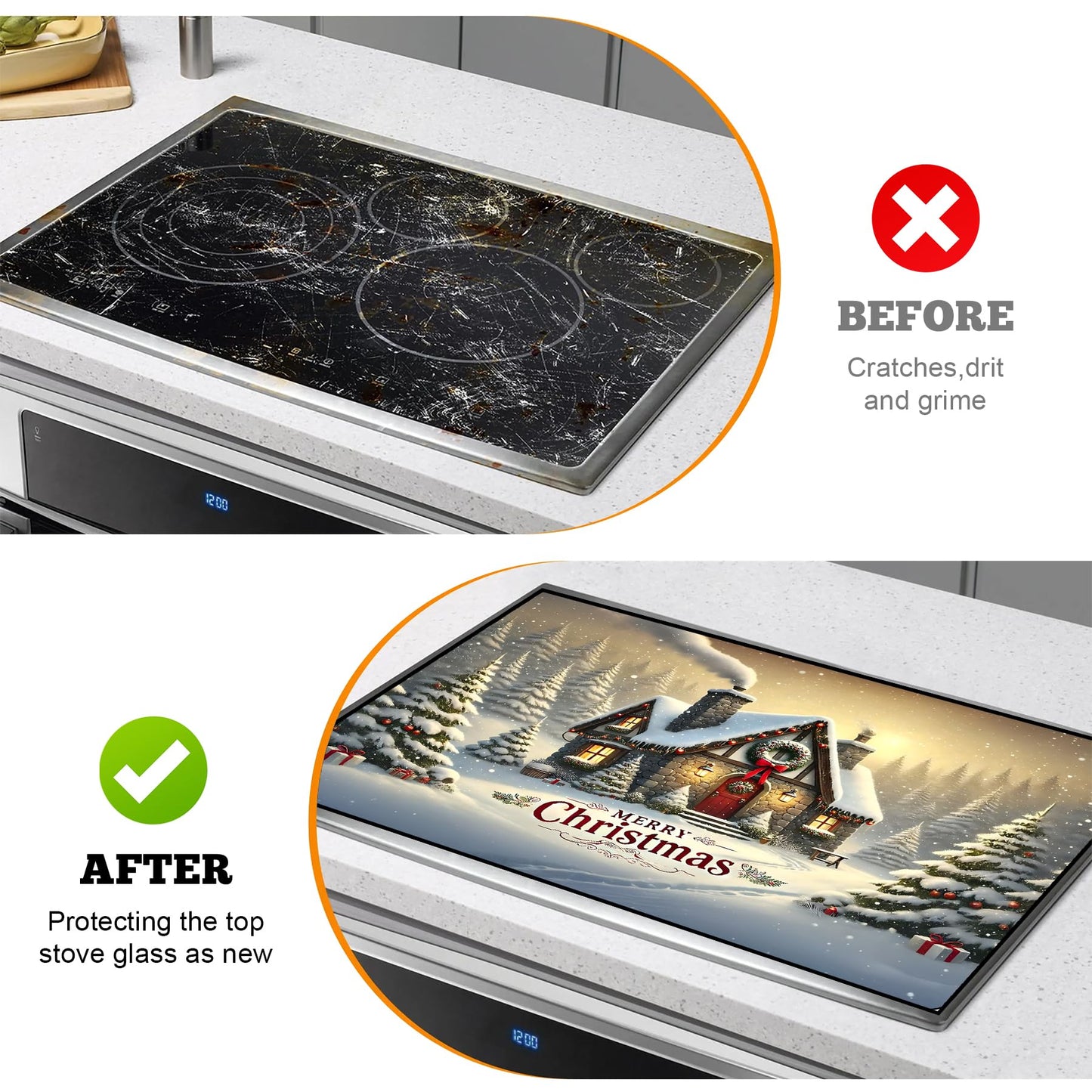 Stove Top Cover for Electric Stove: 28''×20'' Stove Cover Elevate Your Kitchen Reliable Heat Protection,Non-Slip Kitchen Decor (MAI-H2411225)