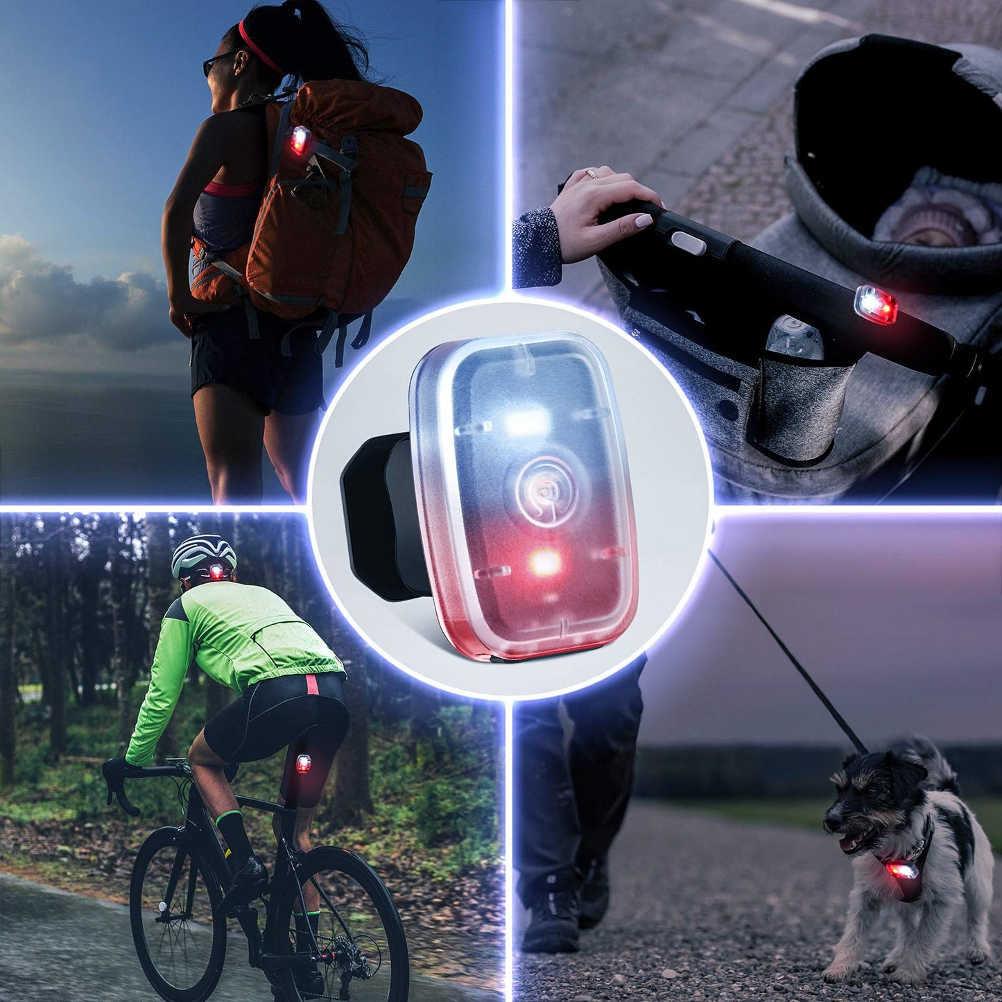 Mudder Running Lights for Runners Rechargeable LED Safety Lamps USB Rechargeable Clip on Strobe Bicycle Tail Lamps with 5 Modes Flashing Bike Lights for Night Riding Walking Hiking Pet Dog(12 Pieces)