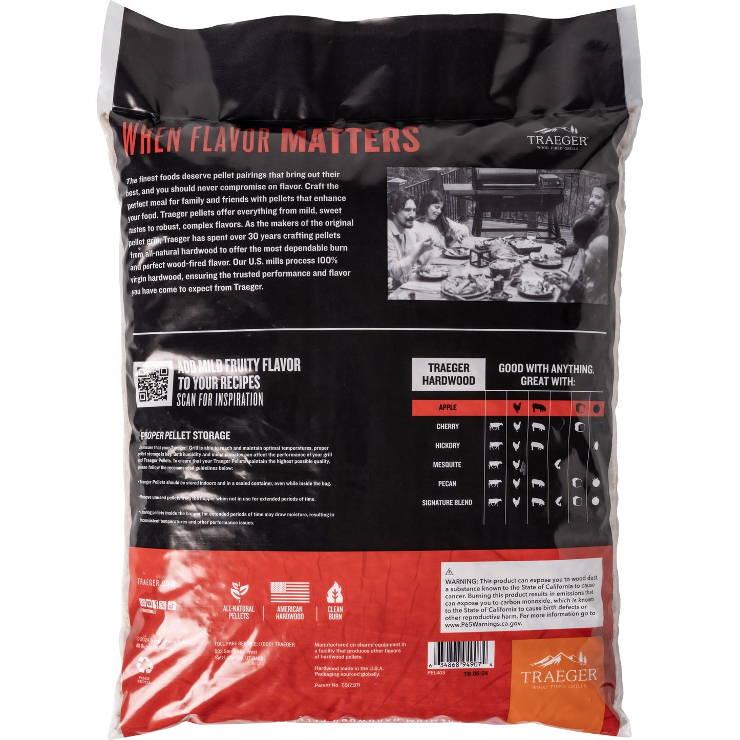 Traeger Grills Apple 100% All-Natural Wood Pellets for Smokers and Pellet Grills, BBQ, Bake, Roast, and Grill, 18 lb. Bag