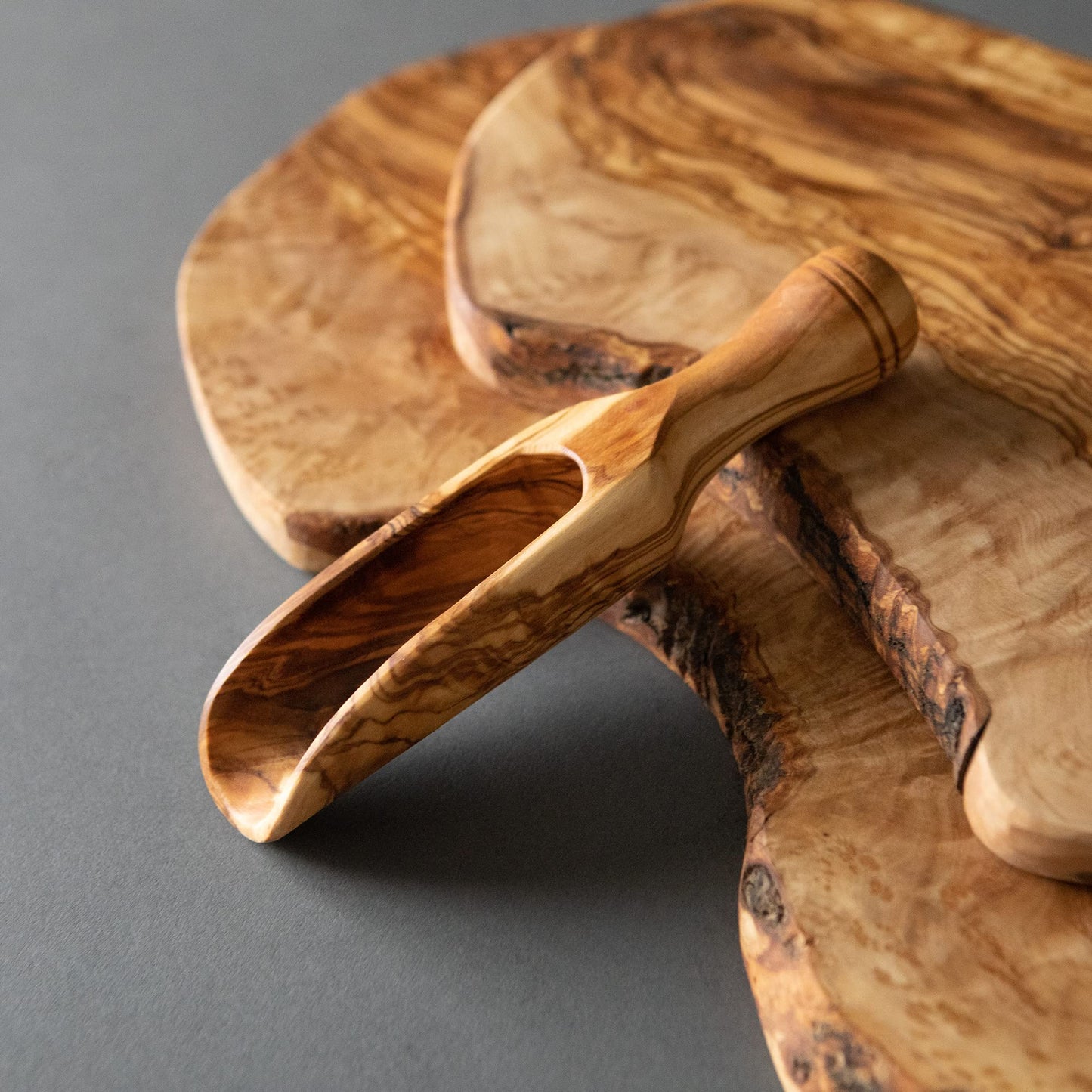 DYARI Olive Wood Scoop Bath Salt Spoon 7.5 Inches Long for Spices, Coffee Beans | Handcrafted Wooden Scoop Suitable for Sugar, Salt, Flour & More |