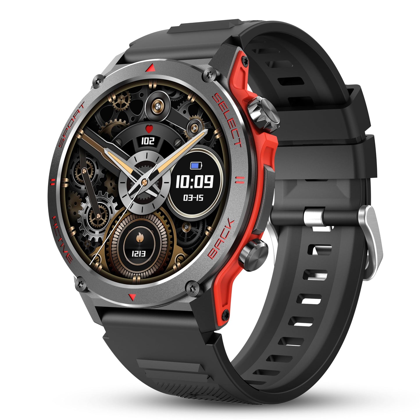 Smart Watch, 1.43''AMOLED 45mm Military Smartwatch Men Women Answer/Make Call, Digital Fitness Watch, 110+ Sports, Blood Pressure, Heart Rate, Stress Monitor Sports Watch for Android or iOS
