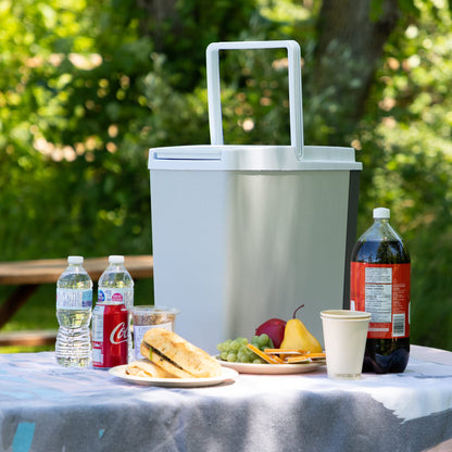 Koolatron Electric Portable Cooler Plug in 12V Car Cooler/Warmer, 18 qt (17 L), No Ice Thermo Electric Portable Fridge for Camping, Travel Road Trips Trucking with 12 Volt DC Power Cord, Gray/White.