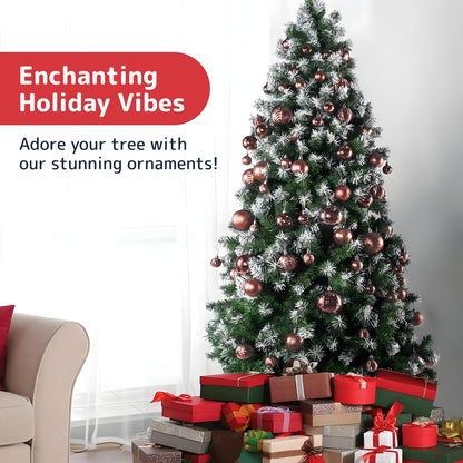 Prextex 36-Pieces Champagne Christmas Ornaments Set - Shatterproof, Festive Christmas Balls Decorations in 3 Sizes and 6 Styles with Hanging Loops for Tree, Wreath, and Dazzling Holiday Party Decor