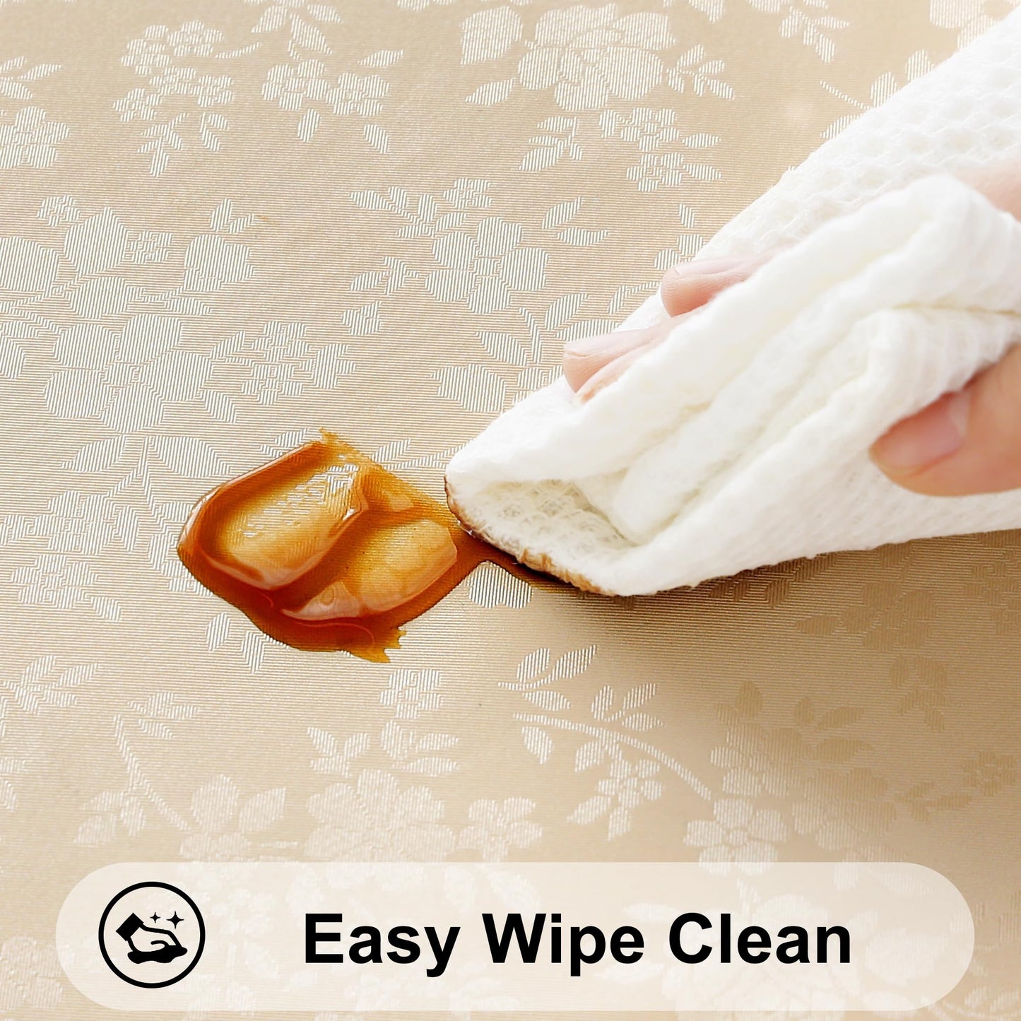 smiry Waterproof Vinyl Tablecloth, Rectangle Heavy Duty Table Cloth, Wipeable Table Cover for Kitchen and Dining Room (Beige, 60" X 84")