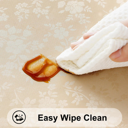 smiry Waterproof Vinyl Tablecloth, Rectangle Heavy Duty Table Cloth, Wipeable Table Cover for Kitchen and Dining Room (Beige, 60" X 84")