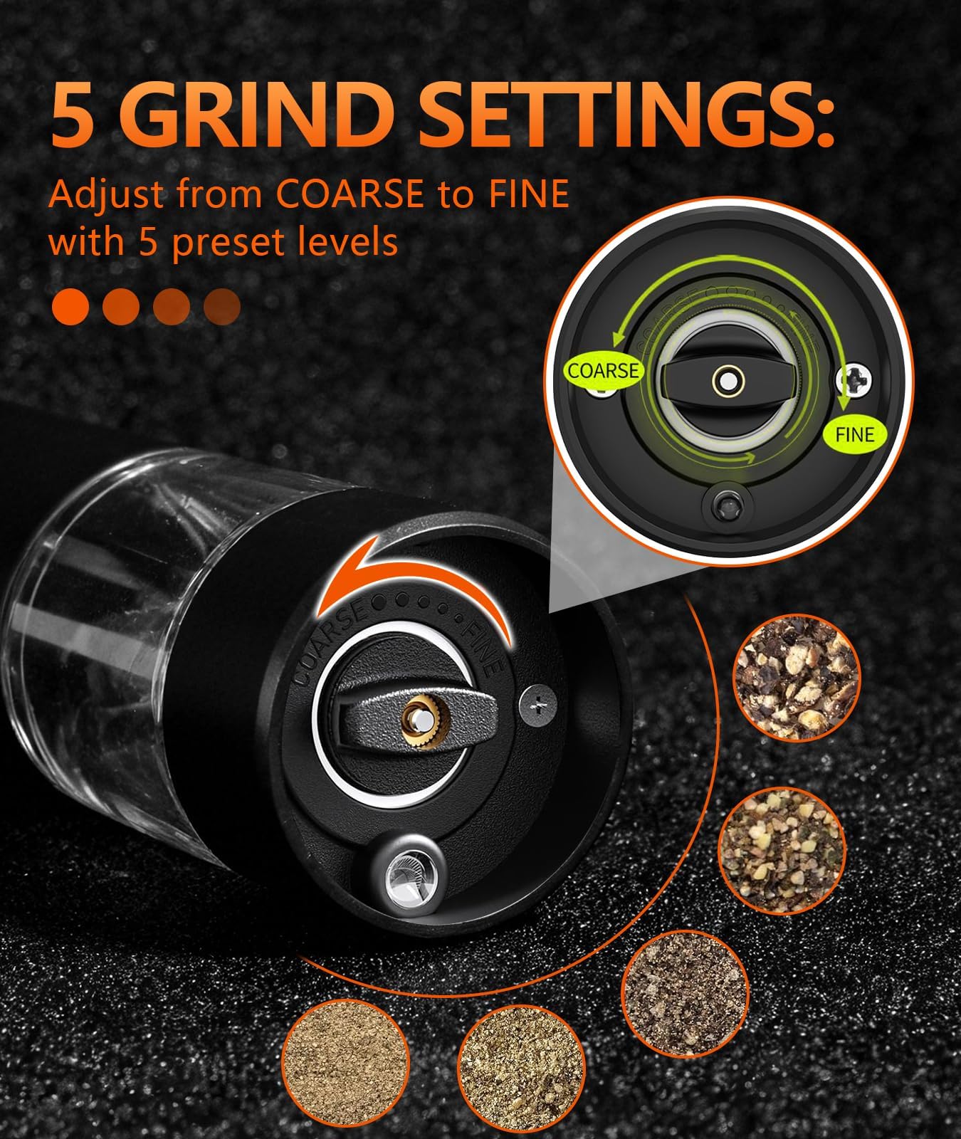 Irosiy Electric Salt and Pepper Grinder Set - Kitchen Appliances, Adjustable Coarseness, LED Light, Stainless Steel & Glass Body - Spice Mill for Birthday Gifts for Women