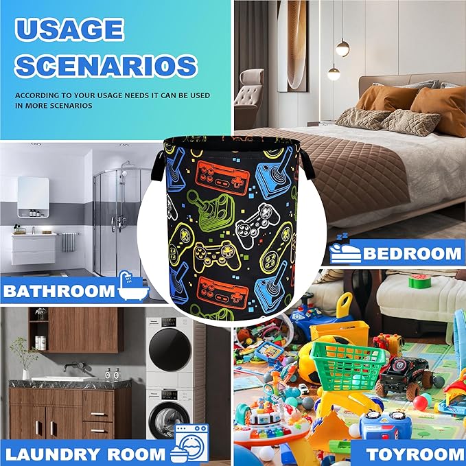 Game Consoles Laundry Basket Funny Colorful Oxford Cloth Laundry Hamper