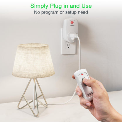 3 Pack Remote Control Outlet, TESSAN Wireless Electrical Plug Switch for Lights, Lamps, Fans, 100ft RF Range Indoor On/Off Switch, 1200W (1 Remote + 3 Outlet)