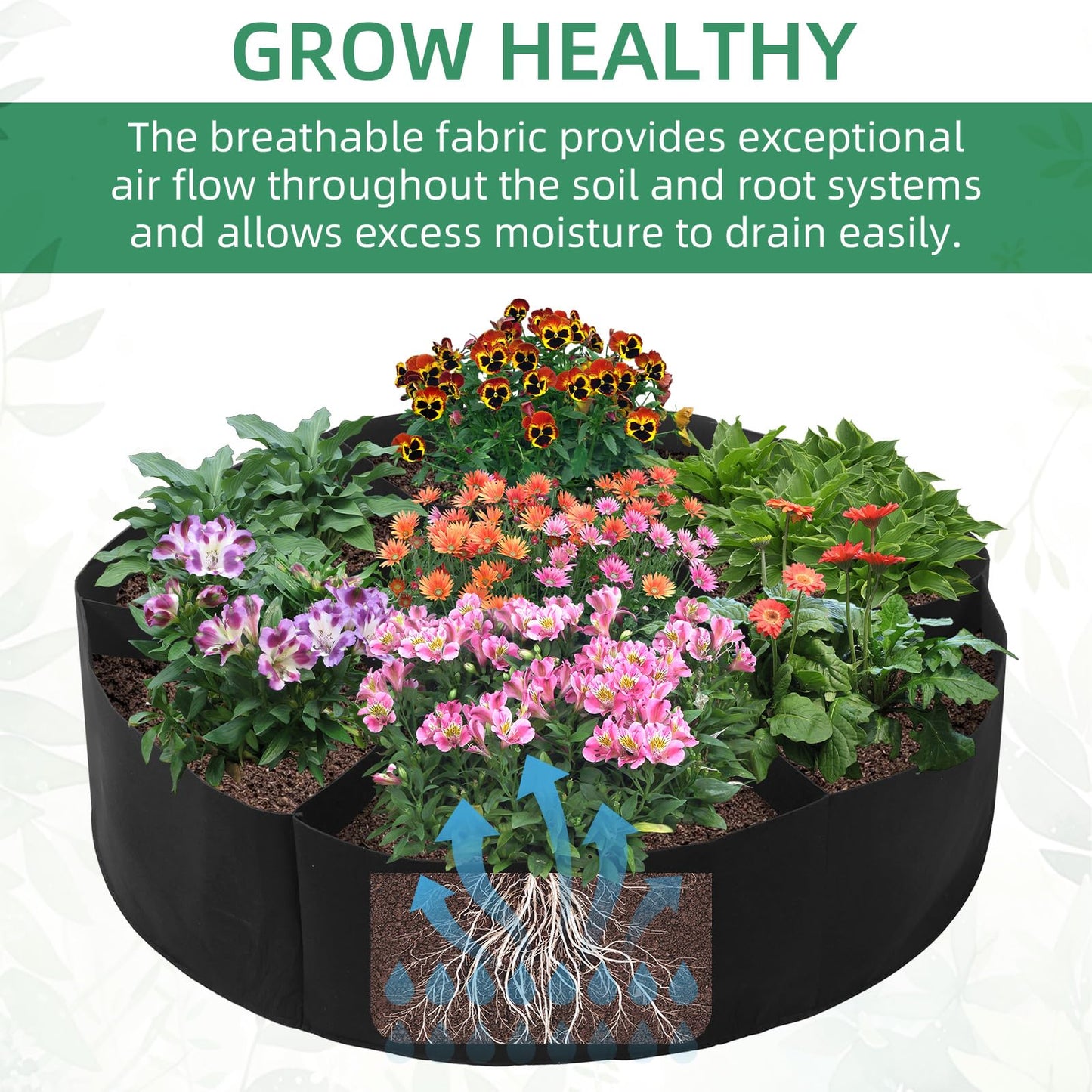 LITLANDSTAR 100 Gallon Plant Grow Bags, Heavy Duty Thickened Nonwoven Fabric Pots Round Raised Garden Beds Planter Pots with 7 Grids, Breathable Growing Bags for Indoor and Outdoor Planting
