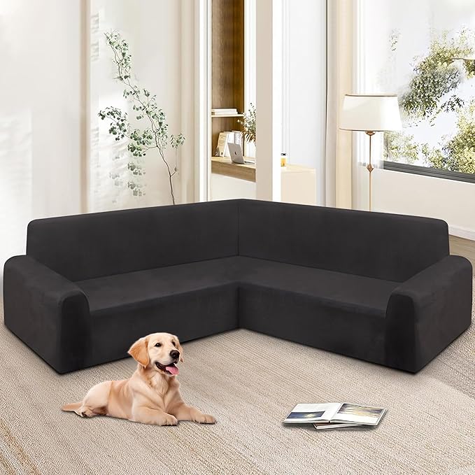HDCAXKJ Corner Sectional Couch Covers Velvet Stretch L Shape Sofa Cover Soft