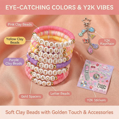 SportsLiking 8 Pcs Friendship Bracelets Set for Katseye Fans, Y2K Korean Pop Merch Bundle with Keychain & Card, Concert Accessories for Women
