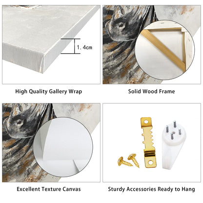 FajerminArt 3 Panels Framed Canvas Wall Art Marble Gray Gold White Pictures Printing Painting Poster Canvas Prints Wall Decor for Bedroom Living Room Bathroom Office Ready to Hang 40x60cmx3Pcs