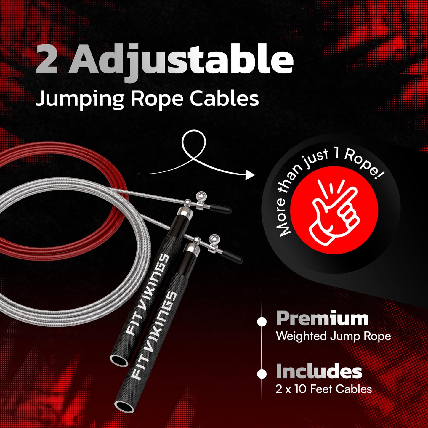 Jump Ropes for Fitness with 2 Jumping Rope Cables - Speed Jump Rope for Men and Women - Adjustable Skipping Rope - Speed Rope for CrossFit, Boxing, Exercise - Indoor and Outdoor Workout Essentials