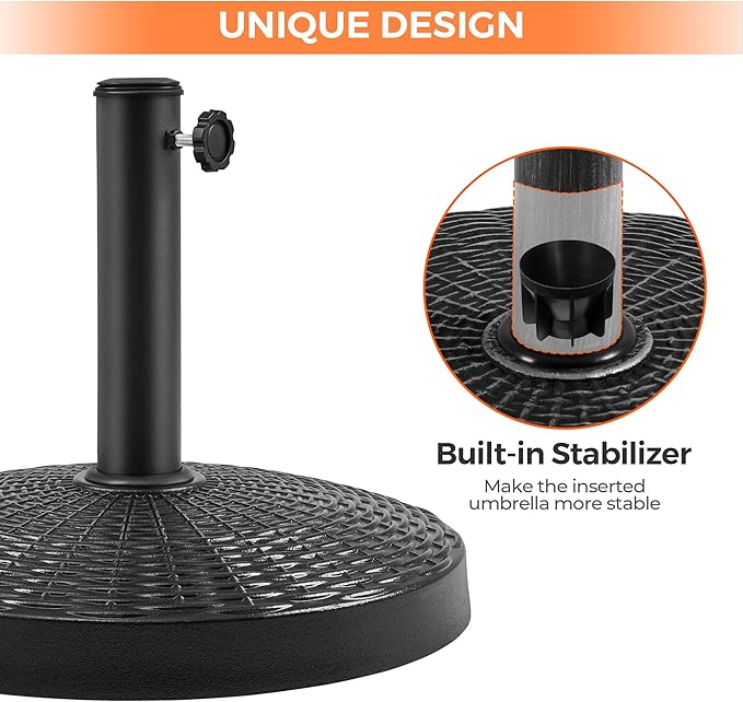 Yaheetech 31lbs Umbrella Base, Heavy Duty Patio Umbrella Base Stand, Round Resin Umbrella Base Stand, Outdoor Market Umbrella Base for Garden, Backyard, Beach