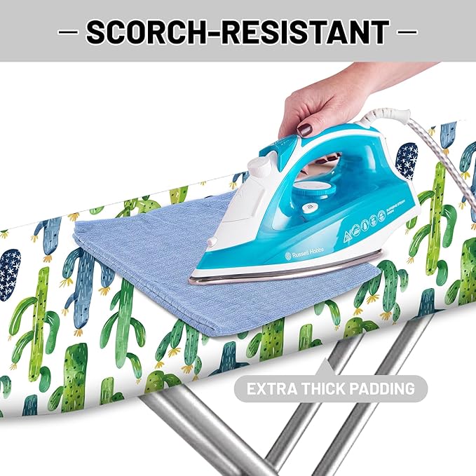 Extra Thick Ironing Board Cover and Pad, Tropical Cactus 15x54 Ironing Board
