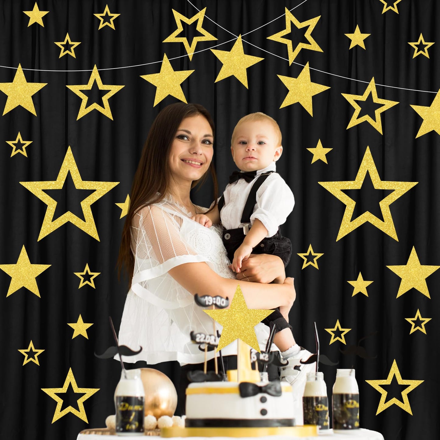 Fuyoooo 30 Pcs Large Gold Star Cutouts Paper Decorations 3 Sizes 6" 9.8" 10.6" Double Printed Star Cardboard Wall Decor Confetti Cutouts for Graduation Classroom Wall Bulletin Board Decor
