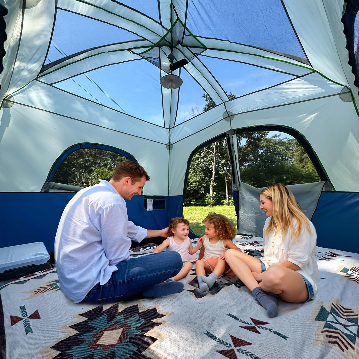 Happy Travel Tent 6 Person Tents for Camping, Waterproof Easy Setup Camping Tent with Rainfly, Portable Large Family Cabin Tent with 5 Large Mesh Windows and Carry Bag for Outdoor Camping & Hiking