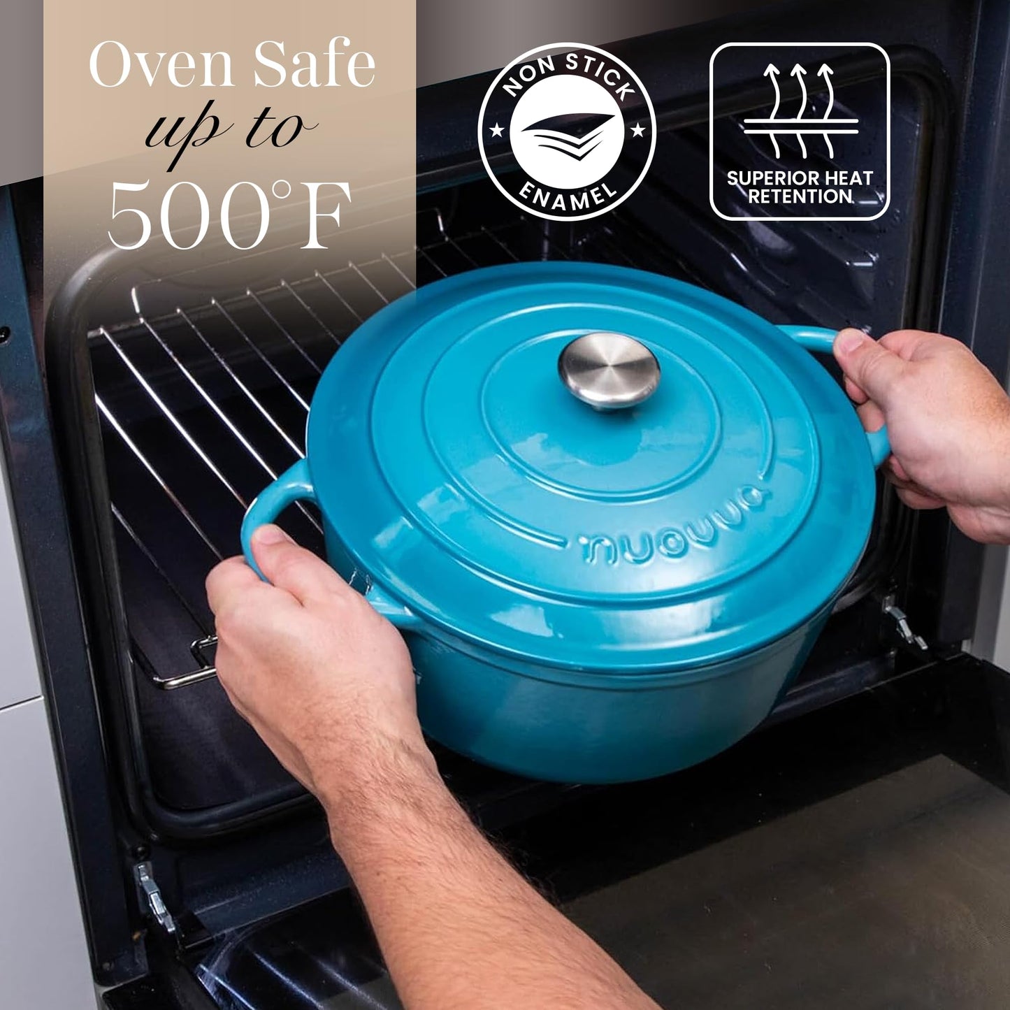 Nuovva Enamelled Cast Iron Cookware Bundle – Dutch Oven Pot with Lid, Casserole Dish & Bread Loaf Pan – Premium Ovenproof Cookware Set for Baking, Roasting & Everyday Cooking