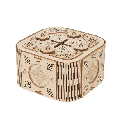 3D Wooden Puzzle Treasure Box Kit with Working Combination Lock and Secret Compartment, Laser-Cut Mechanical Model Craft, DIY Brain Teaser Gift for Adults, Teens and Kids Ages 6 and Up
