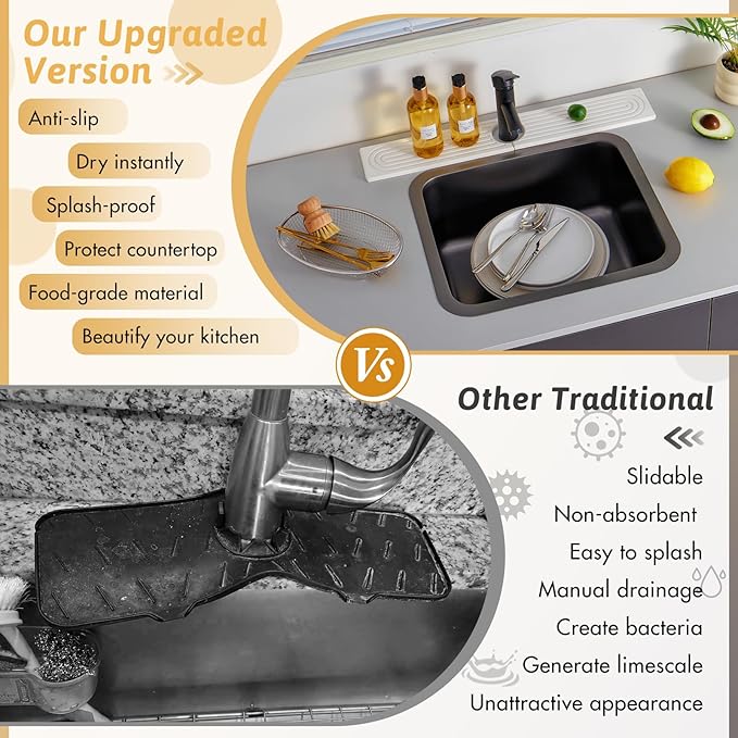Faucet Mat for Kitchen Sink, Super Absorbent, Prevents Moisture Buildup