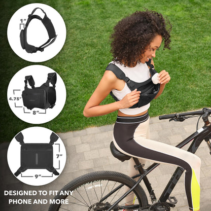 Trailoom Running Chest Pack, Reflective Vest, Water Repellent, Phone Holder, Men & Women, Workout Bag for Runners, Cycling, Biking, EDC Pouch, Jogging Carrier, Hidden Pocket, Lightweight (Black)
