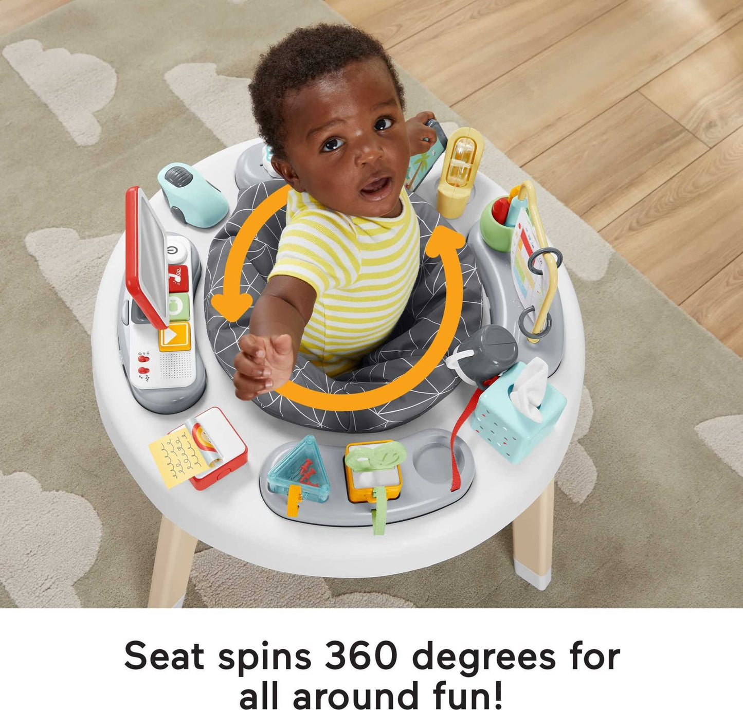 Fisher-Price 2-in-1 Like a Boss Activity Center, Baby Entertainer and Play Table with Music Lights and Sounds for Infants and Toddlers, HBM26