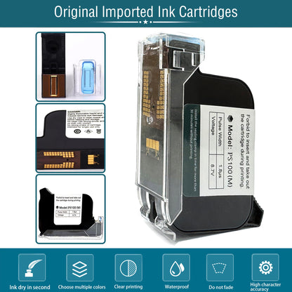 Handheld Inkjet Printer P15 with Adjustable Holder Stand and Sensor for Automatic Print, with Solvent 0.5 Inch Nozzle Ink Cartridge, for QRCode Barcode Production Date Time Logo Batch Number Print