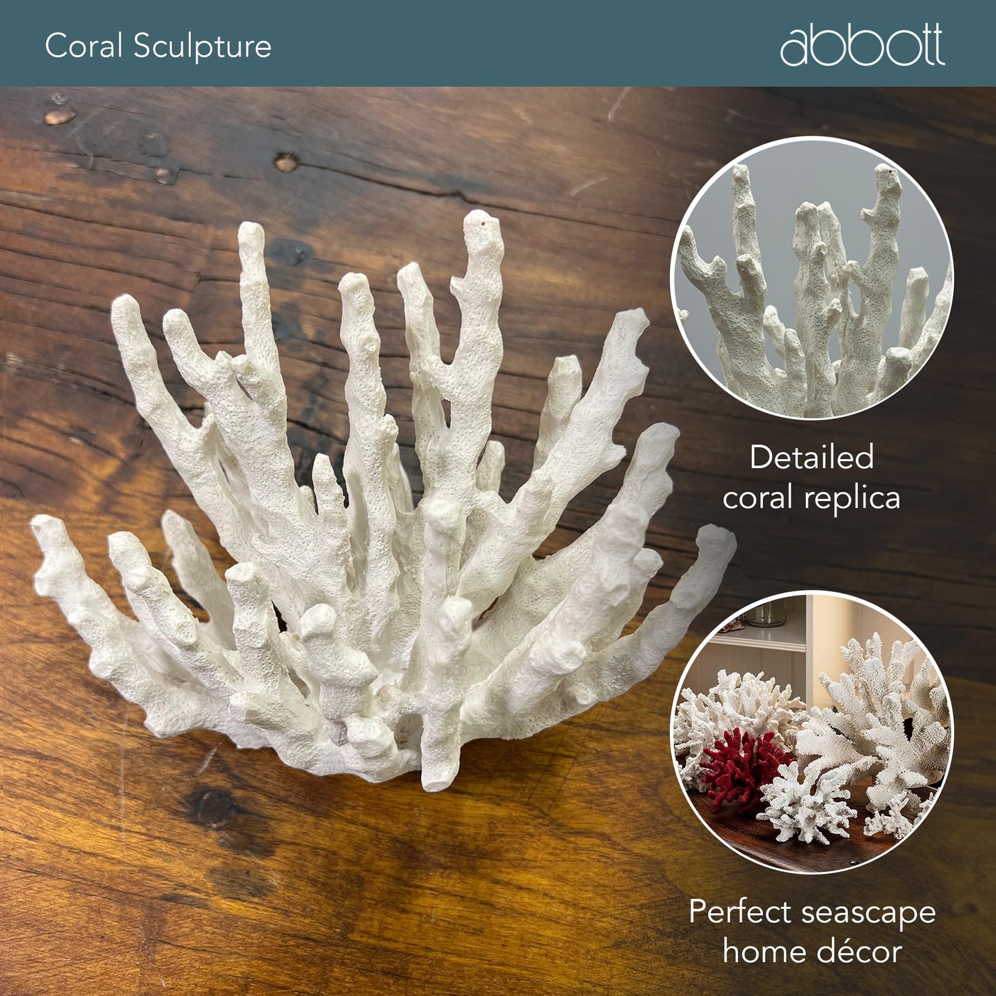 Abbott Collection 20-SEASHORE/45 Small White Finger Coral Decorative Resin Figurine
