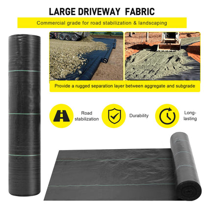 Doniks 13x115ft Driveway Fabric,3.5OZ Commercial Heavy Duty Weed Barrier Fabric, Garden Landscape Fabric,French Drain Fabric for Erosion Control,Landscape Fabric,Weed Barrier,Construction Projects