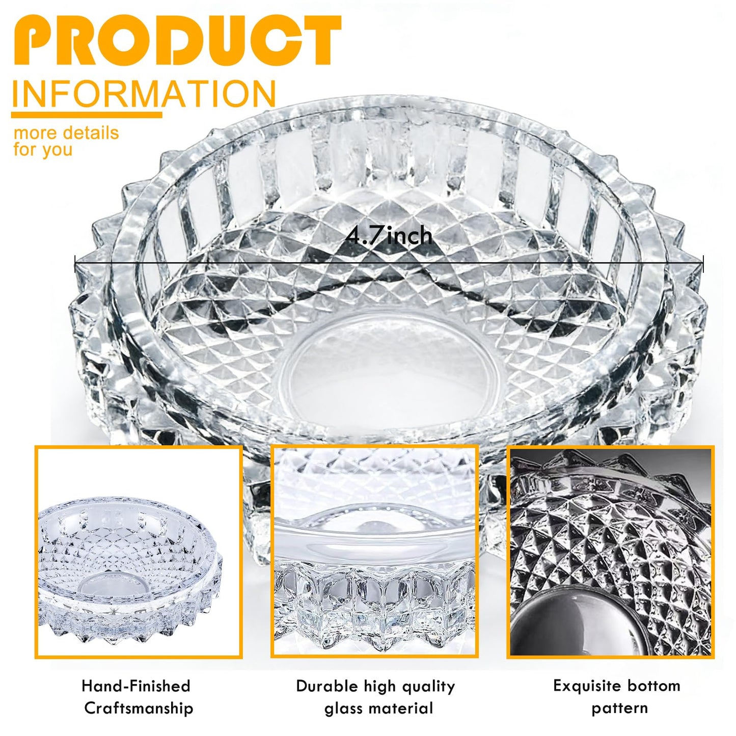 Clear Candle Holder Candle Dish – Chic Glass Candle Holder Tray for Home Decor, Boho Bar Decor – Candle Plate for Tea Light Votive Diffuser – 4.7 x 1.3 in (Clear)